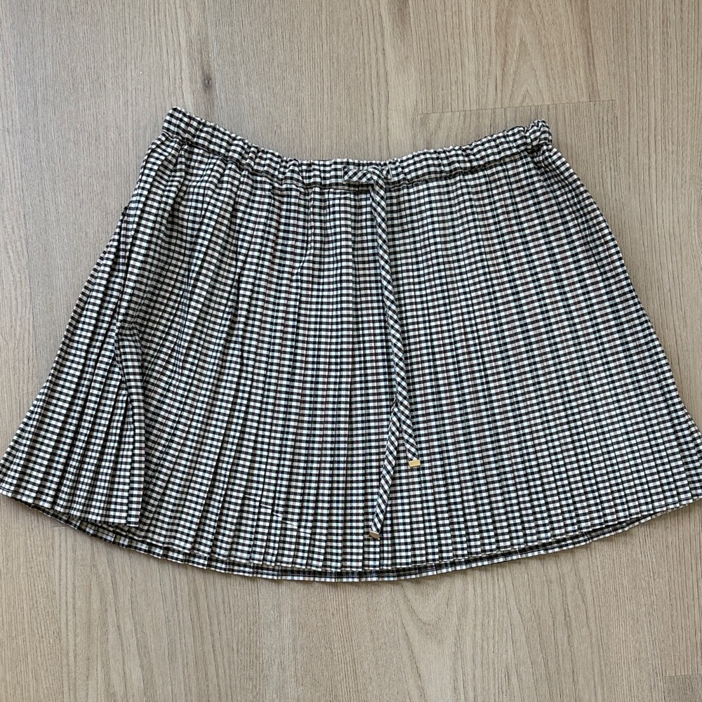 H&M Black and White Plaid Mini Skirt